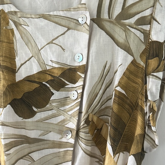 Massimo Dutti Leaves Print 100% Linen Belt Dress Two Pockets Sz M EU38 - Picture 10 of 17